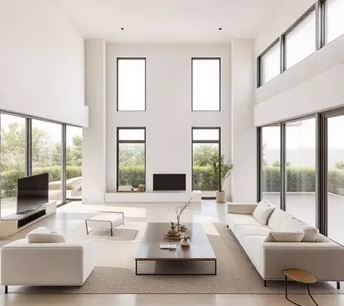 Desain interior rumah type 36 2 lantai dengan gaya minimalis menggunakan warna netral dan furniture sederhana