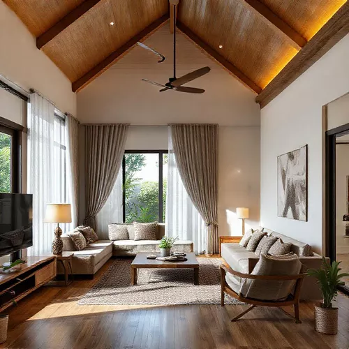 Desain interior rumah type 36 2 lantai dengan sentuhan kayu-interior splusa.id