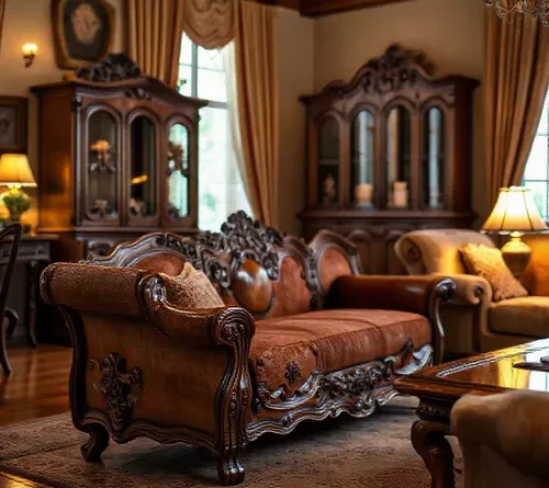 Furnitur vintage dengan detail ukiran yang elegan-interior splusa.id