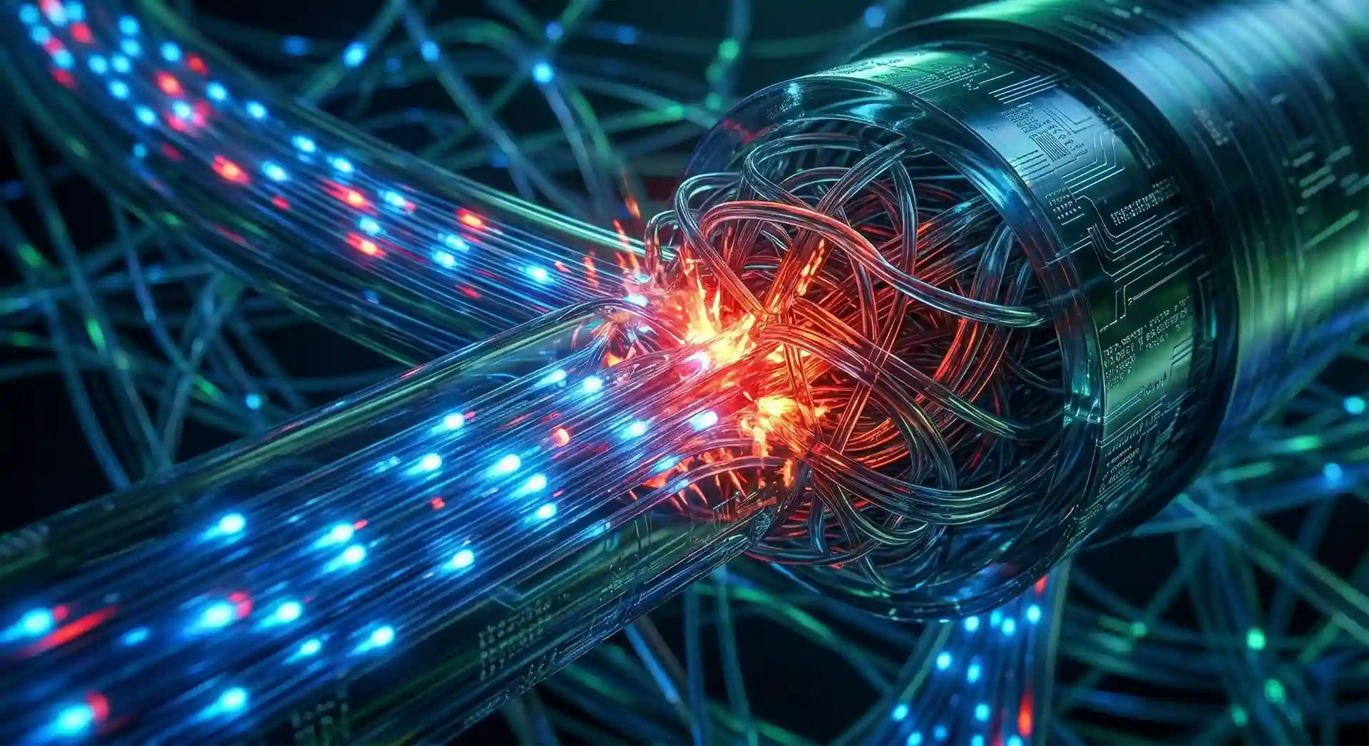 Ilustrasi konseptual penyumbatan data akibat packet loss dan latensi pada jaringan broadband