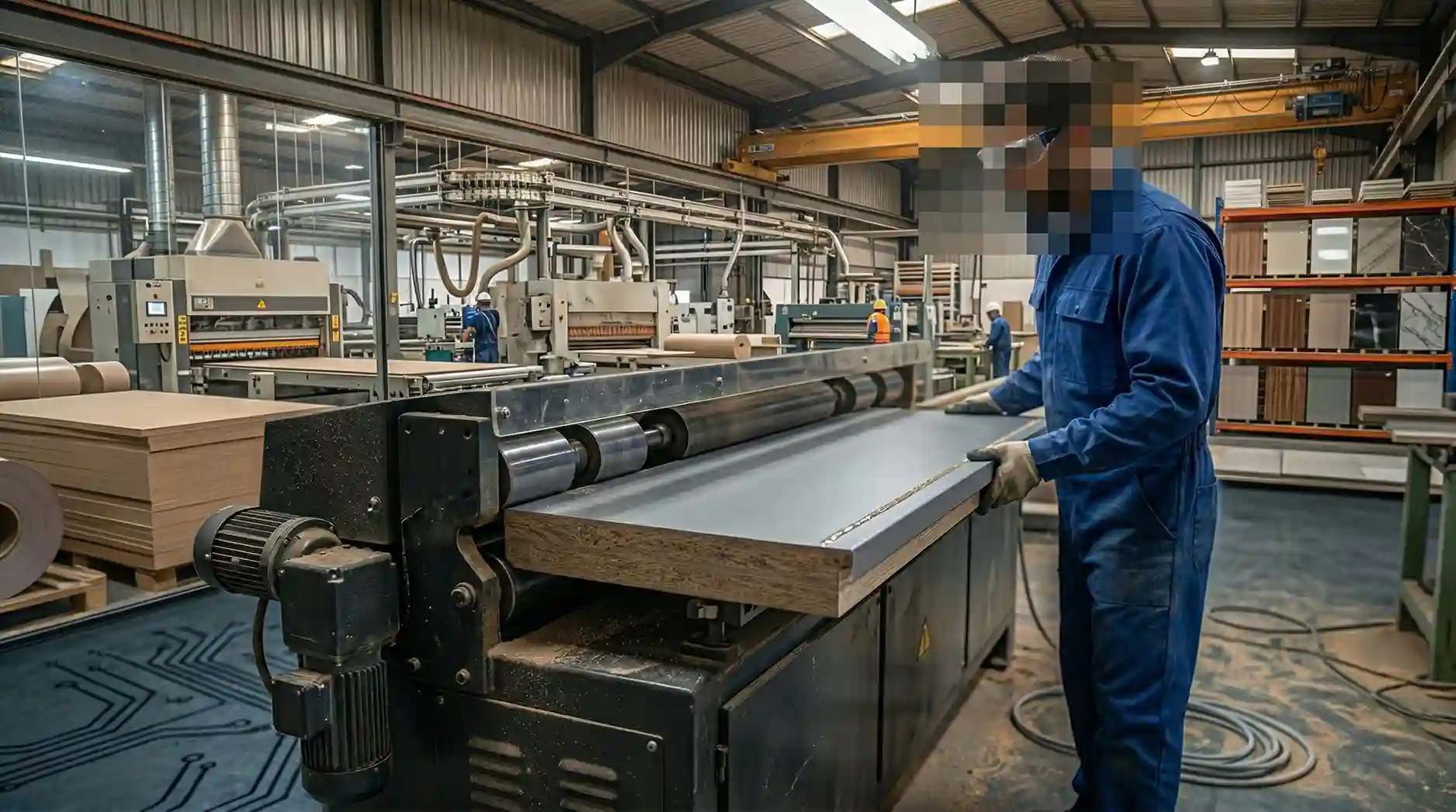 Pemasangan High Pressure Laminate (HPL) menggunakan mesin edge banding tekanan tinggi Pemasangan High Pressure Laminate (HPL) menggunakan mesin edge banding tekanan tinggi