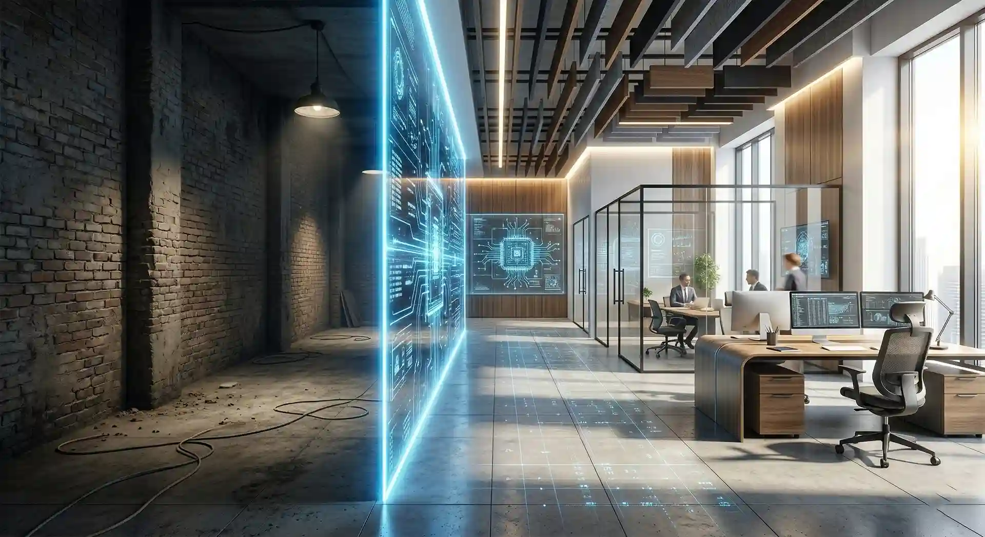 Transformasi desain interior tata letak ruko komersial menjadi pusat operasional yang lega