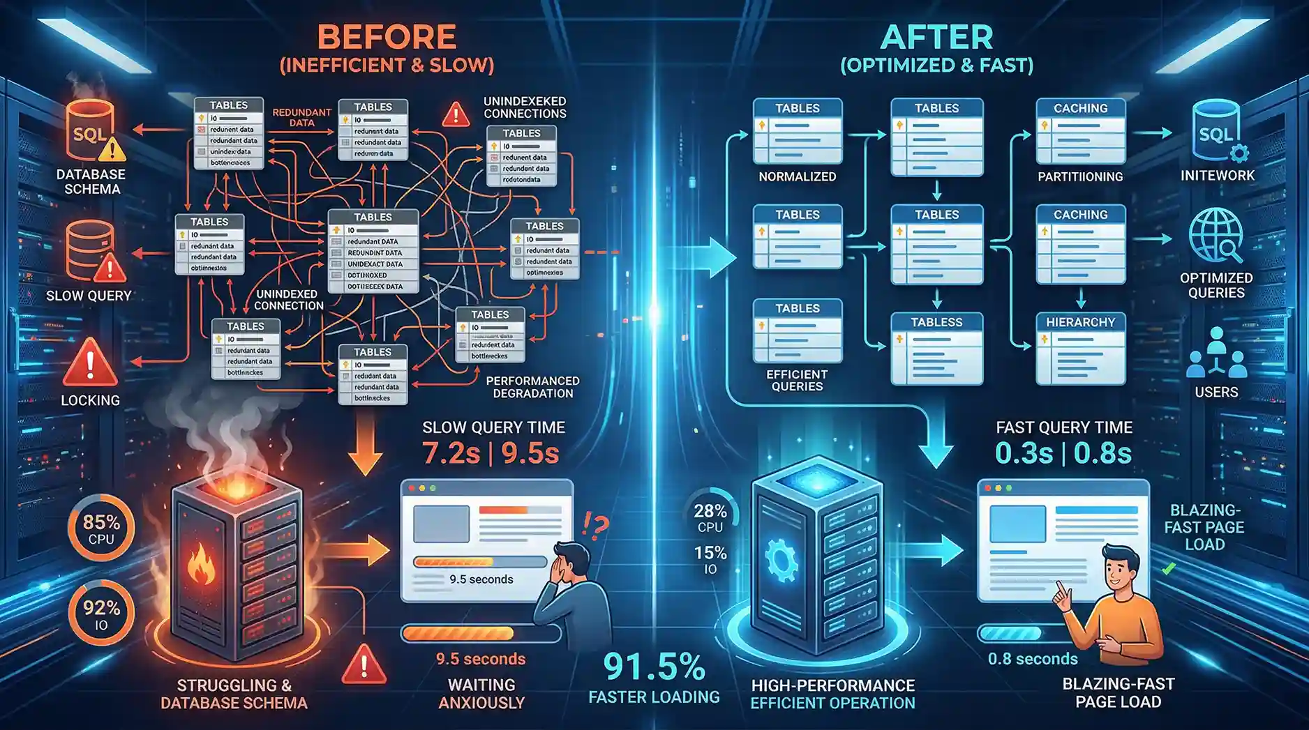 Transformasi efisiensi waktu loading server aplikasi web komersial melalui perombakan struktur database