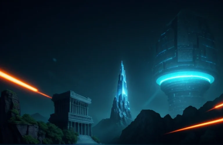 Ilustrasi hancurnya bongkahan arsitektur monolitik digantikan oleh sistem jaringan terdistribusi microservices yang modern