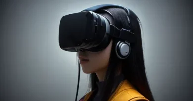 Ilustrasi orang menjelajahi metaverse dengan headset VR