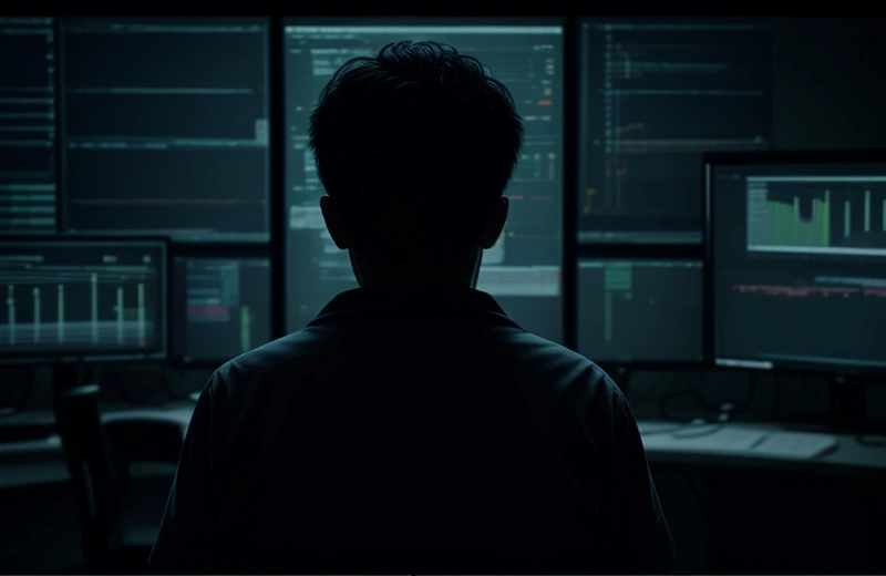 Kematian Arsitektur Monolitik: Restrukturisasi Microservices untuk Mencegah Kebocoran Memori Peladen B2B Teknisi devops korporat sedang memantau dasbor beban server yang terdistribusi ke dalam beberapa kontainer.
Prompt Generate: