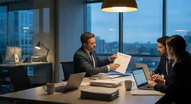 Eksekutif meninjau kontrak outsourcing IT dengan tim