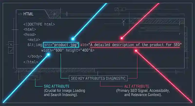 analisis data teknis penamaan file dan atribut alt text html untuk seo gambar website b2b