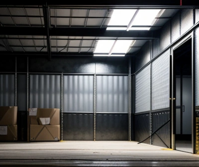 Tampilan inspeksi teknis lapangan yang membongkar instalasi rangka baja ringan (Metal Stud) partisi kantor di bawah standar keamanan struktural.