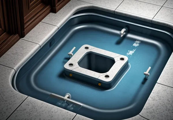 skema teknis sistem pipa pembuangan p-trap leher angsa penahan gas bau septik tank