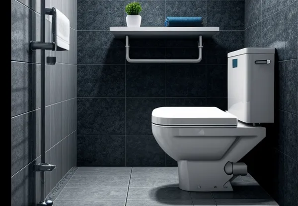 ilustrasi isometrik konseptual pembedahan anatomi struktur renovasi toilet kering komersial elit