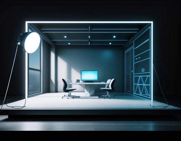 setup tata letak pencahayaan tiga titik dan smartphone untuk wawancara video korporat