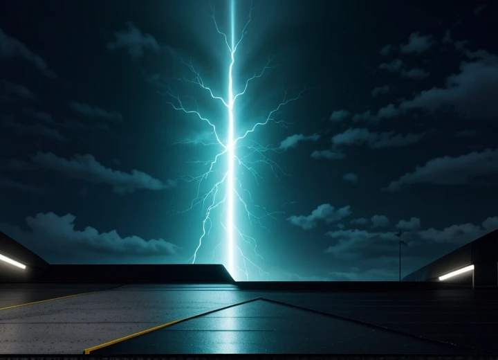 ilustrasi isometrik konseptual pembedahan tameng perisai waterproofing tiga lapis melindungi atap dak beton dari badai hujan korporasi