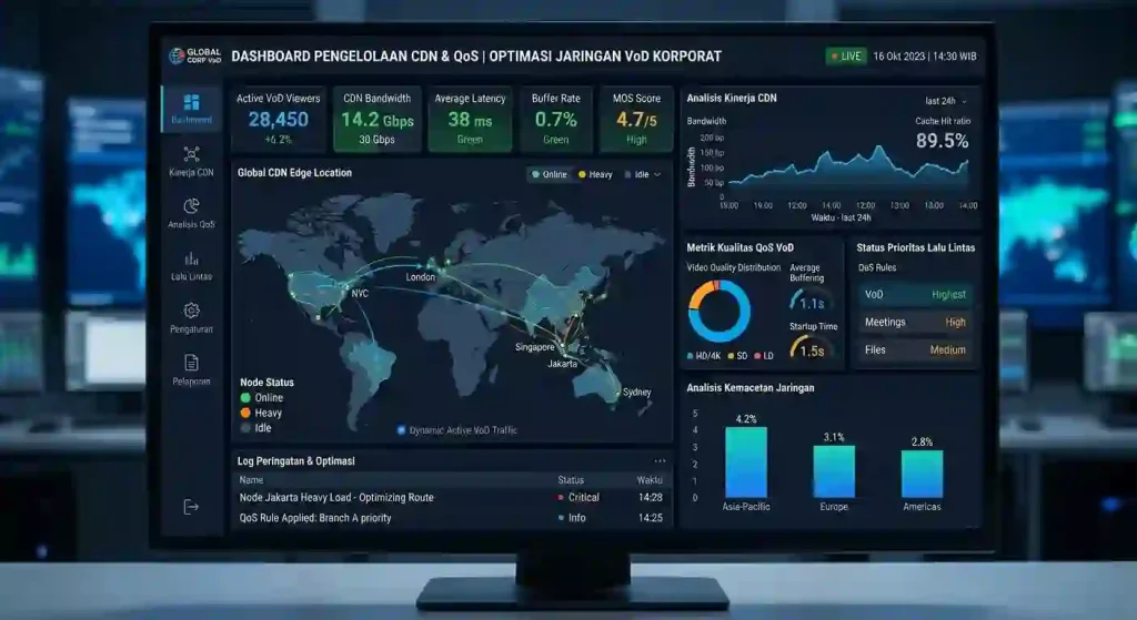 Dashboard pengelolaan CDN dan QoS untuk optimasi jaringan VoD korporat