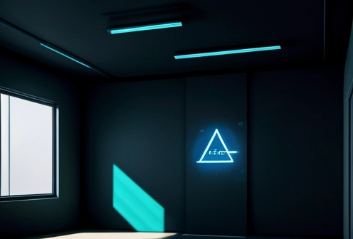 ilustrasi isometrik desain pencahayaan kantor futuristik hemat energi dengan sensor pintar