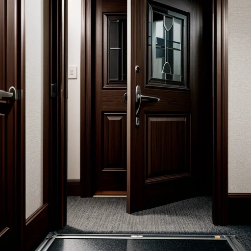 tangkapan layar close up pintu akustik studio rekaman dengan sistem automatic door sweep bottom seal