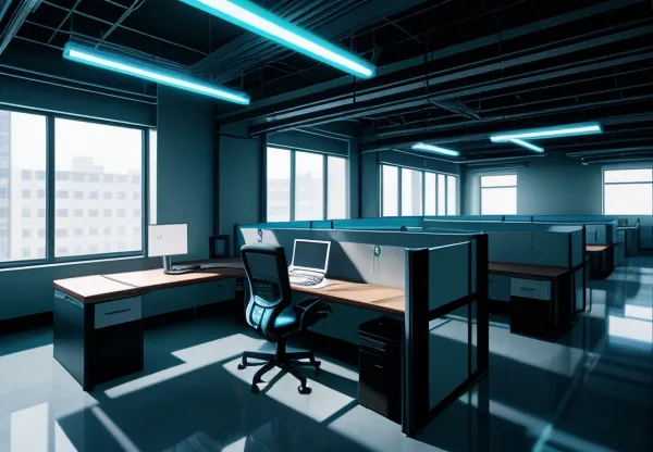 simulasi mekanika fluida arah hembusan angin ac cassette plafon menghindari letak meja kerja karyawan