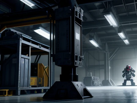 edge gateway di lantai pabrik dekat robot industri