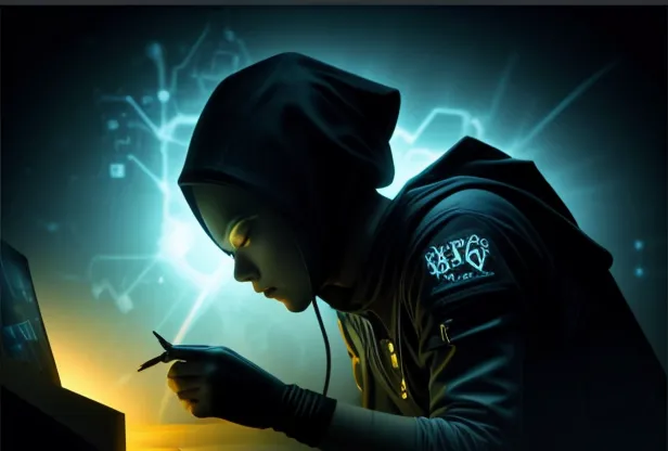 Ilustrasi kebocoran data dan gembok digital rusak, menandakan blind spot asuransi siber.