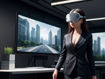 Studi Kasus: AR/VR dalam Desain Interior Kantor Modern desainer-interior-menggunakan-vr-untuk-simulasi-kantor