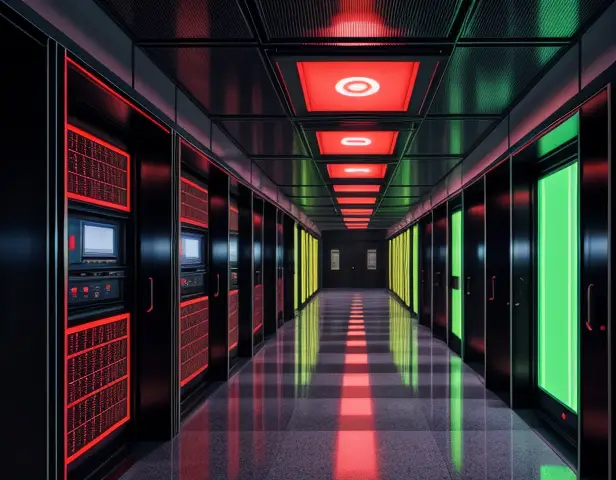 ilustrasi isometrik konseptual pembedahan arsitektur sistem peringatan dini fire alarm dan integrasi evakuasi gedung komersial