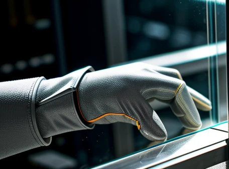 proses perakitan penjepit mekanis patch fitting stainless steel pada sudut atas kaca tempered