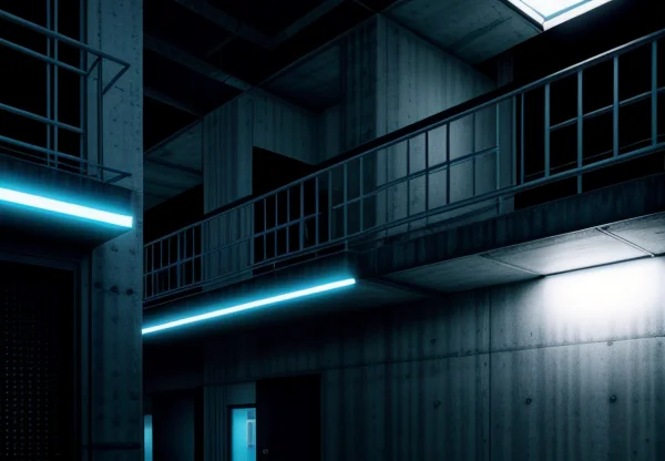 ilustrasi isometrik konseptual rekayasa pemancaran sinyal wifi menembus struktur dinding beton bangunan