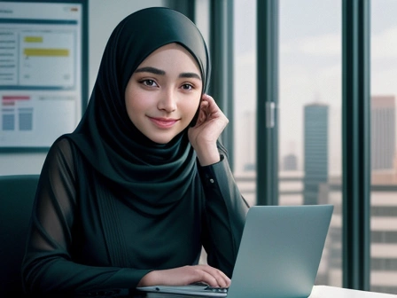 karyawan wanita produktif dengan pencahayaan kantor sehat