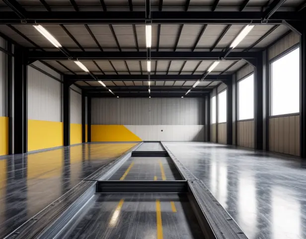 ilustrasi isometrik konseptual pembedahan anatomi struktur lantai mezzanine rangka besi dan akustik