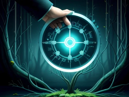 Ilustrasi analisis akar masalah proyek B2B dengan kaca pembesar