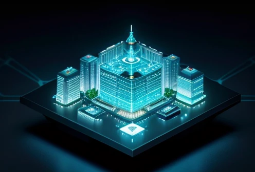 ilustrasi isometrik konseptual dominasi local seo perusahaan konstruksi melalui geo tagging dan google business profile