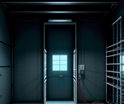 ilustrasi isometrik manajemen kabel terintegrasi antara tray ladder power dan data dengan pemisahan jarak aman