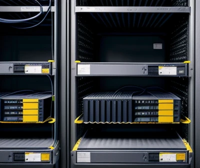 manajemen kabel jaringan utp yang sangat presisi di bagian belakang patch panel rack server