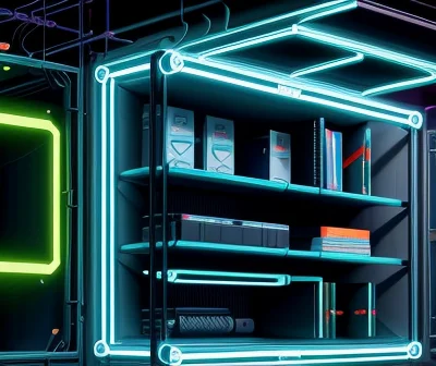 ilustrasi isometrik konseptual rekayasa mekanika struktural pemasangan kabinet server jaringan pada dinding beton