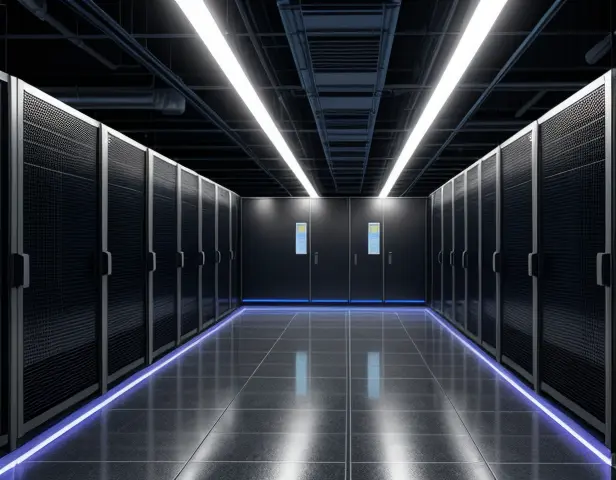 ilustrasi isometrik 3d konseptual arsitektur raised floor plenum sirkulasi udara dingin dan tray kabel data center