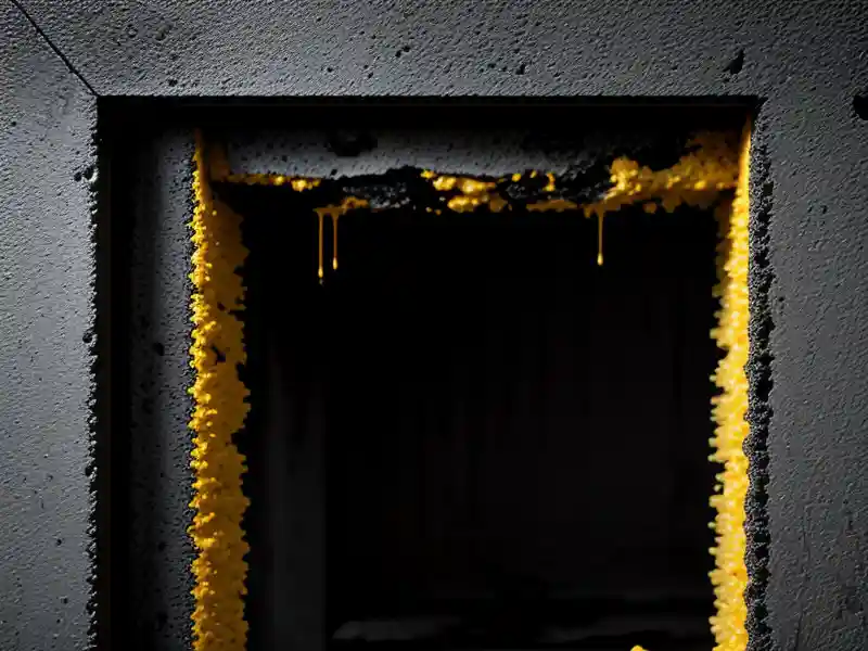 Patologi kehancuran fisik material isolator termal sel terbuka (open cell) yang membusuk akibat infiltrasi kondensasi uap air.