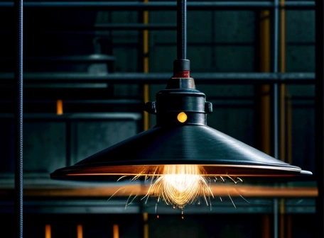 proses pengelasan baja hollow hitam untuk grid partisi ruangan kafe gaya industrial