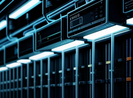 ilustrasi isometrik konseptual pembedahan penataan manajemen kabel rapi pada ruang pusat data server