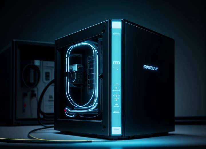 ilustrasi isometrik konseptual pembedahan jantung infrastruktur jaringan switch hub gigabit membagi aliran data