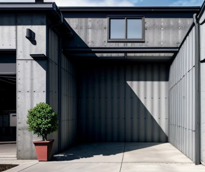 proses instalasi rangka hollow besi untuk pelapis acp fasad dinding luar ruko komersial