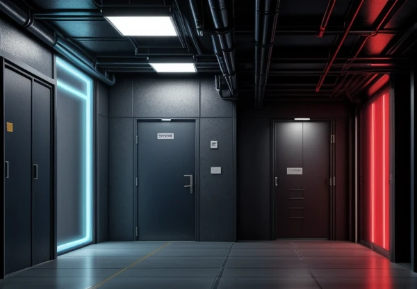 ilustrasi isometrik konseptual pembedahan operasi keamanan fisik dan termal ruang server data center