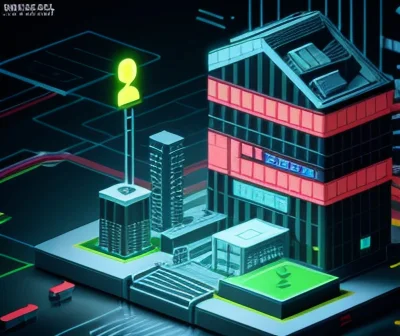 ilustrasi isometrik konseptual ekosistem aplikasi absensi biometrik gps dan integrasi server hrd