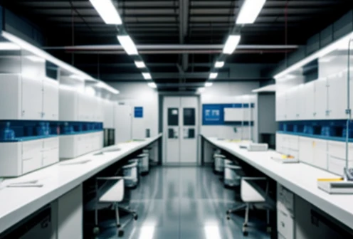 ilustrasi isometrik interior laboratorium modern dengan lantai epoxy mengkilap bebas debu