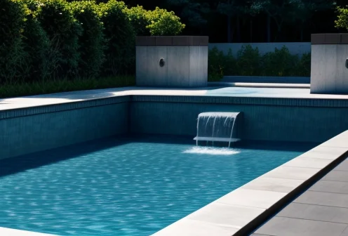 ilustrasi isometrik konseptual sistem pertahanan kedap air kolam renang b2b tingkat enterprise