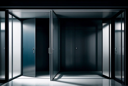 ilustrasi isometrik konseptual pembedahan ketahanan kusen pintu fasad aluminium korporat komersial b2b