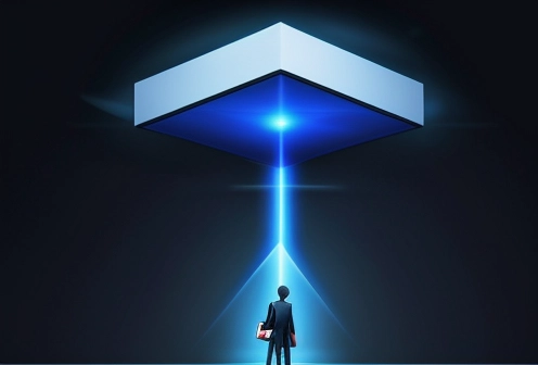 ilustrasi isometrik konseptual pembedahan pelacakan pixel retargeting facebook mengejar eksekutif korporat b2b