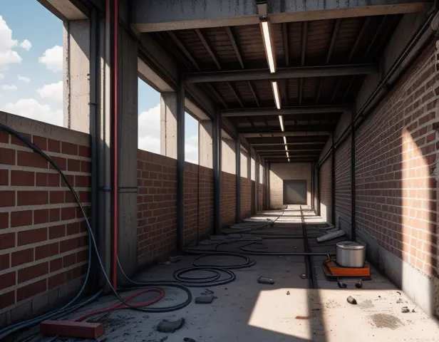 instalasi pembobokan dinding bata merah untuk jalur pipa conduit kabel listrik stop kontak