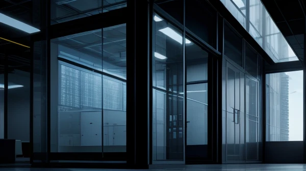 Cetak biru topologi arsitektur termodinamika bangunan yang membandingkan rambatan panas antara dinding solid dan selubung kaca rasio tinggi terhadap kinerja beban utilitas pendingin sentral.