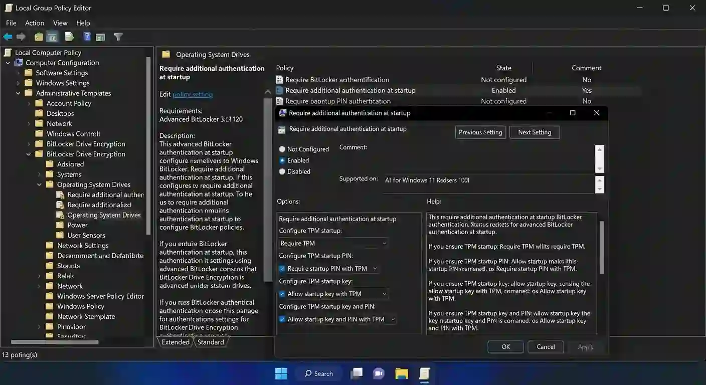 Konfigurasi TPM 2.0 dan Skema Enkripsi BitLocker XTS-AES 256 pada Windows Server