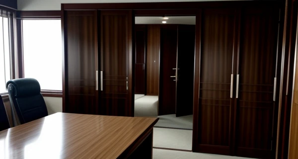 Desain interior ruang meeting direksi mewah dengan partisi kaca kedap suara ganda kedap gas argon
